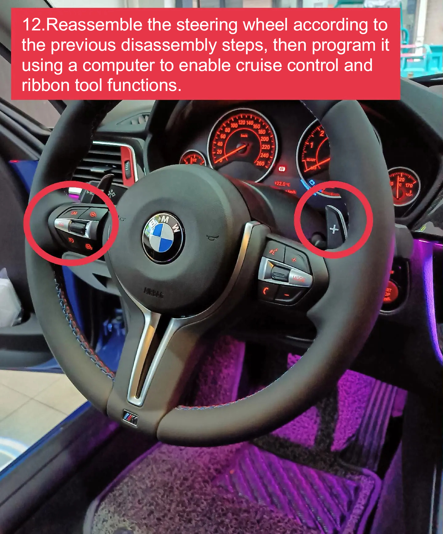 Étapes de dépose et d'installation du volant BMW M Sport