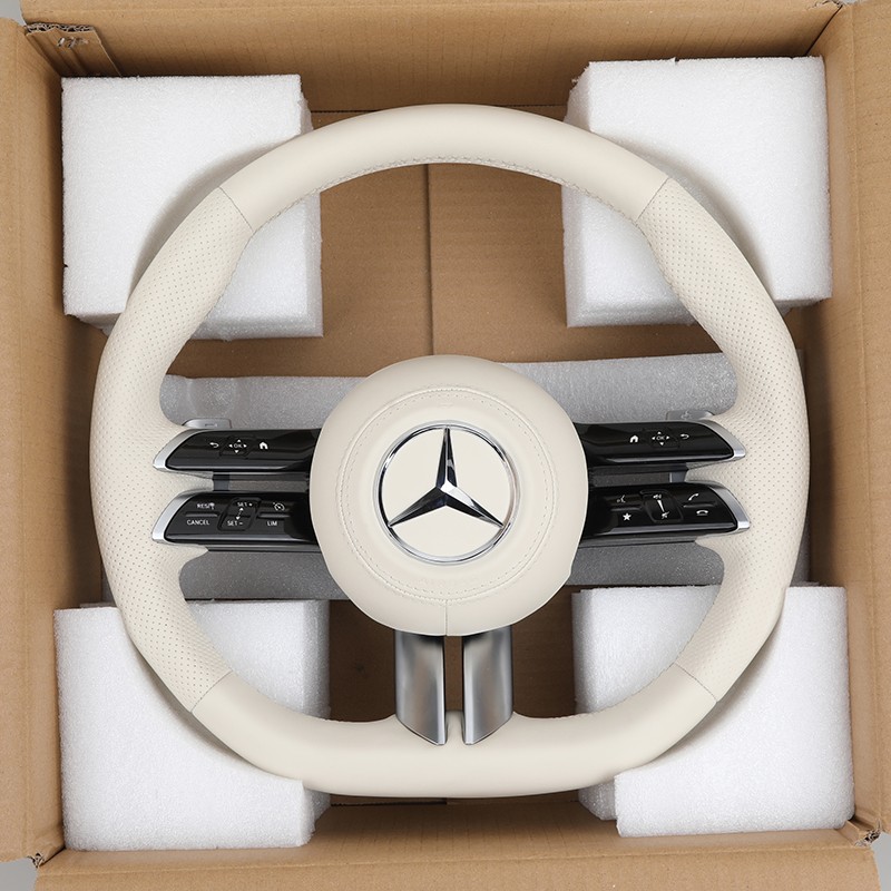 Volant en cuir blanc pour Mercedes W223 C217 W213 W205 AMG